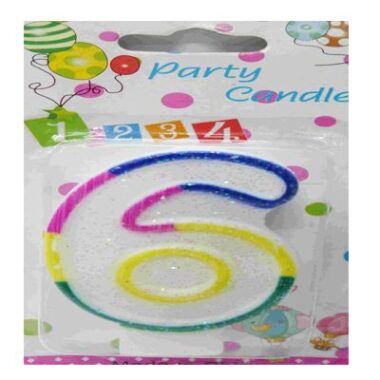 NUMERIC SIX  “6”  BIRTHDAY CANDLE , PARTY ITEM