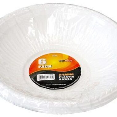 6 PACK- LARGE PLASTIC BOWLS