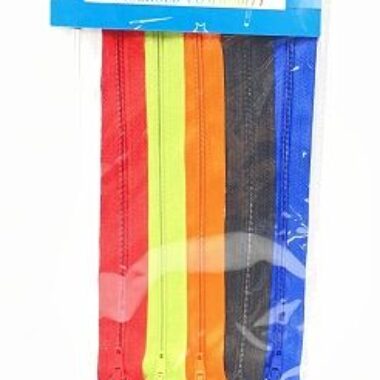 9 INCH  CLOSED END ZIP  | HOUSEHOLD ACCESSORIES – 6PACK MULTI COLOURS