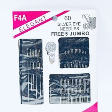 60 SILVER EYE NEEDLES SEWING KIT | ALL SORTED SIZES