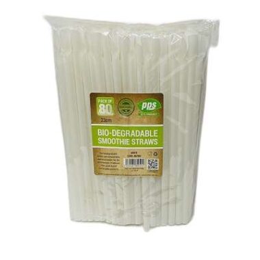 PACK OF 80 BIODEGRADABLE SMOOTIHE STRAWS – 23cm LENGTH