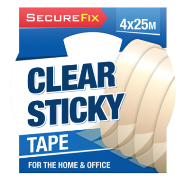 25m Clear Sticky Tape – 4pcs