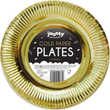 GOLD PAPER PLATES – 15 PACK