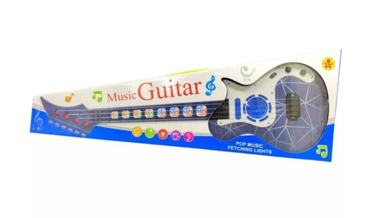 Blue Musical Guitar Kids Electronic Educational Toy With Music & Light