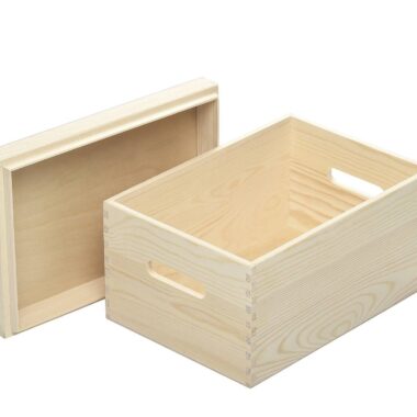 Deluxe Wooden Pine Crate – Keepsake or Toy Box or Hamper with Lift off Lid